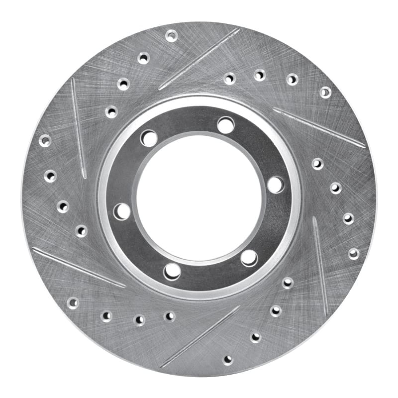 R1 81-87 Dodge Ram 50 Front Left Drilled & Slotted Silver Brake Rotor
