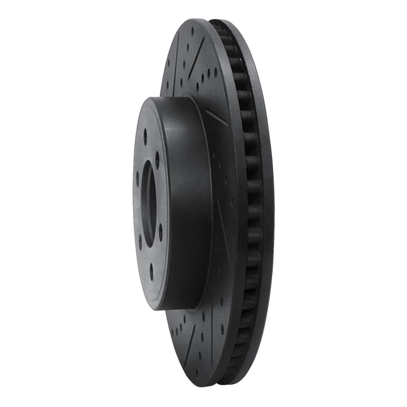 R1 03-03 Dodge Durango Front Left Drilled & Slotted Black Brake Rotor
