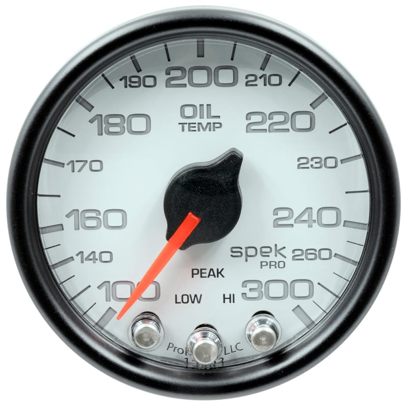 Autometer Spek-Pro Gauge Oil Temp 2 1/16in 300f Stepper Motor W/Peak & Warn Wht/Blk - P32212 thumbnail 2