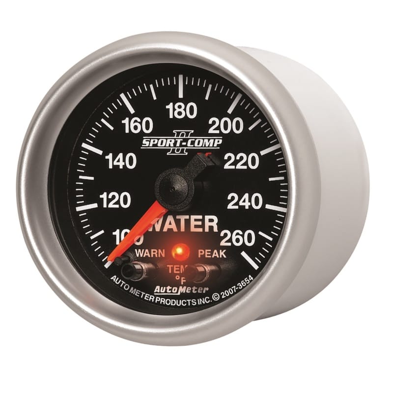 Autometer Sport-Comp II 52.4mm 100-260 Deg F Water Temp Peak & Warn w/ Electronic Control Gauge thumbnail 2