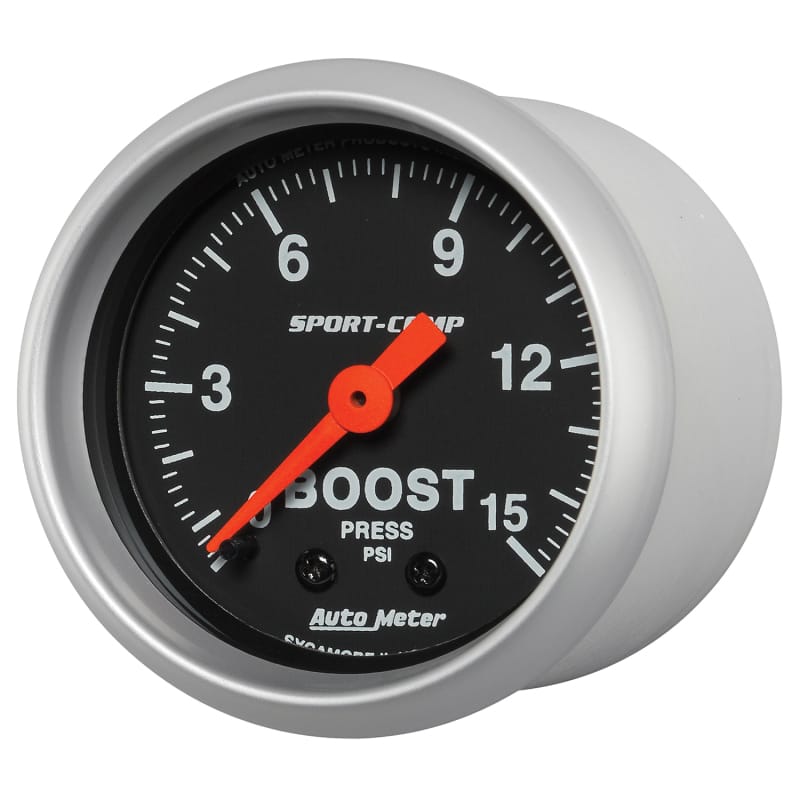 Autometer 2-1/16in 0-15 PSI Mechanical Sport-Comp Boost Pressure Gauge thumbnail 2