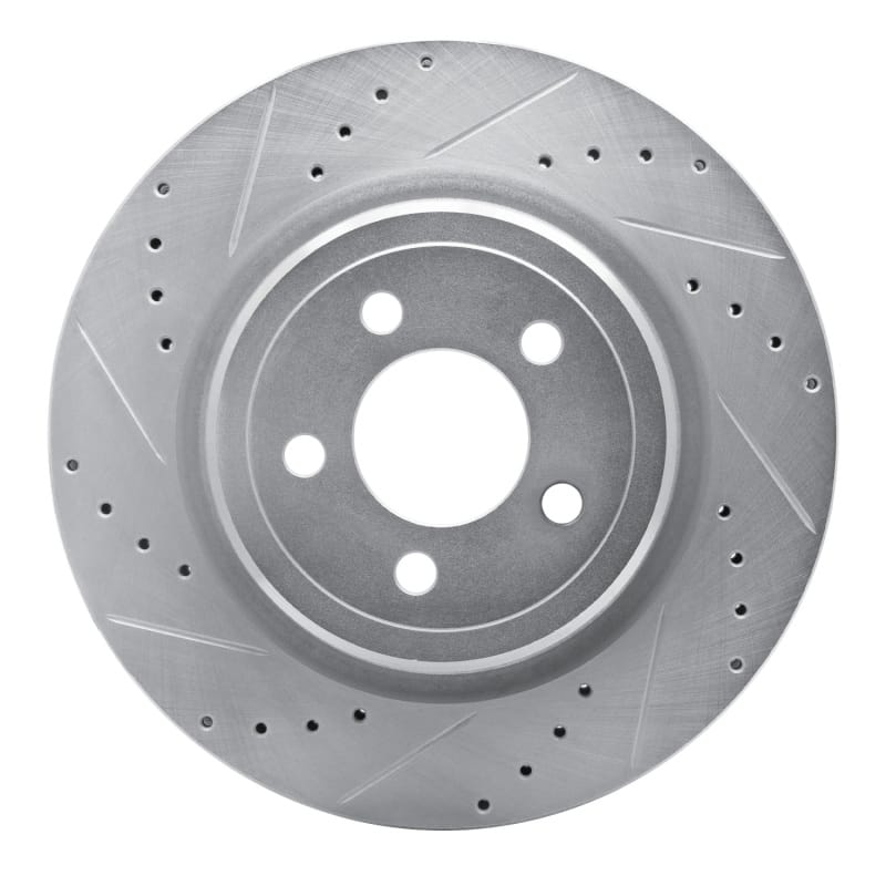 R1 06-23 Dodge Magnum Rear Left Drilled & Slotted Silver Brake Rotor