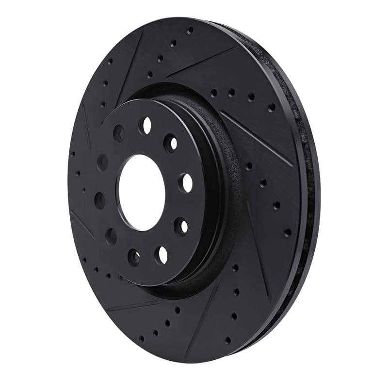 R1 18-25 Jeep Gladiator Front Left Drilled & Slotted Black Brake Rotor thumbnail 2