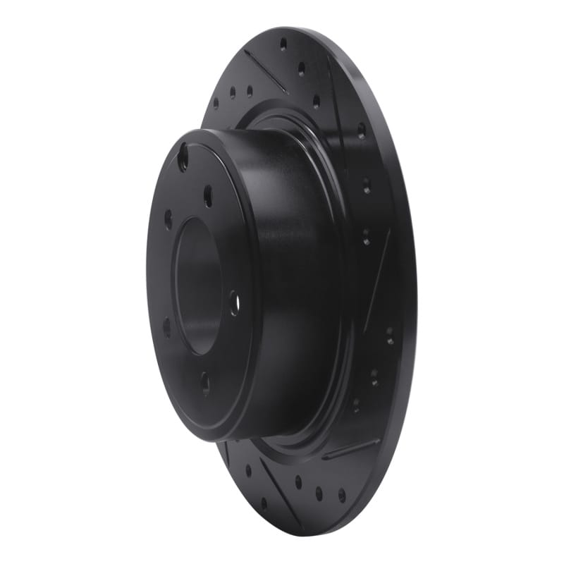 R1 07-17 Chrysler Sebring Rear Right Drilled & Slotted Black Brake Rotor thumbnail 2