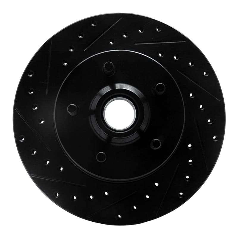 R1 86-92 Jeep Wagoneer Front Left Drilled & Slotted Black Brake Rotor