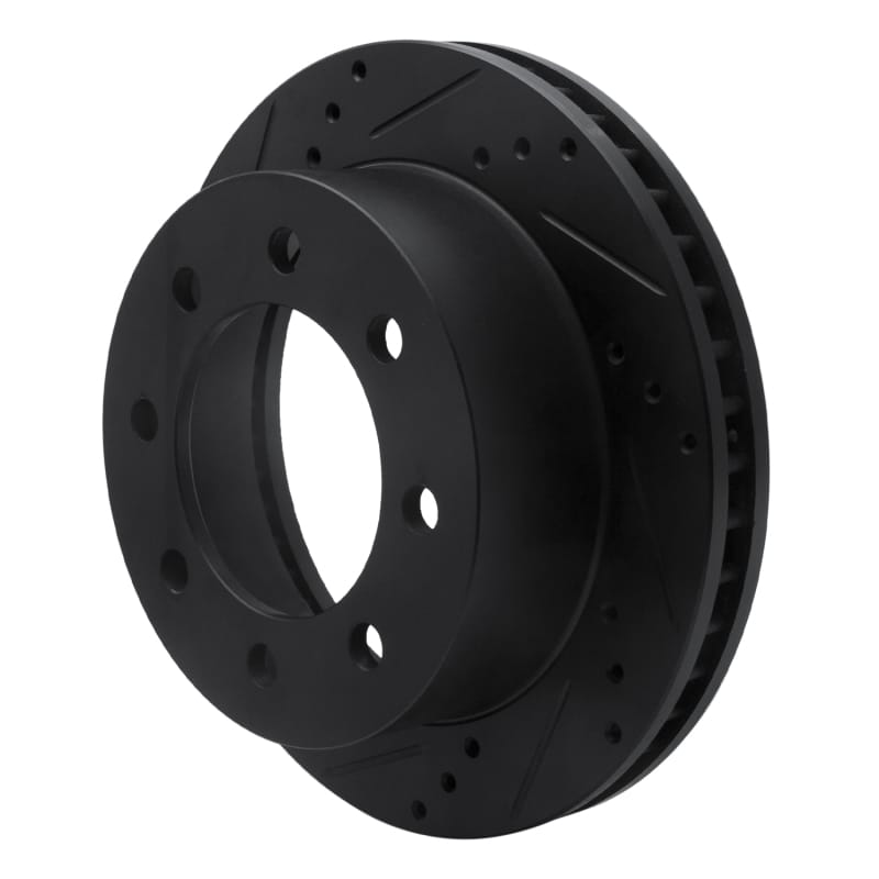 R1 00-02 Dodge Ram 3500 Front Left Drilled & Slotted Black Brake Rotor