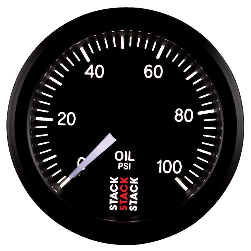 Autometer Stack 52mm 0-100 PSI 1/8in NPTF (M) Mechanical Oil Pressure Gauge - Black thumbnail 4