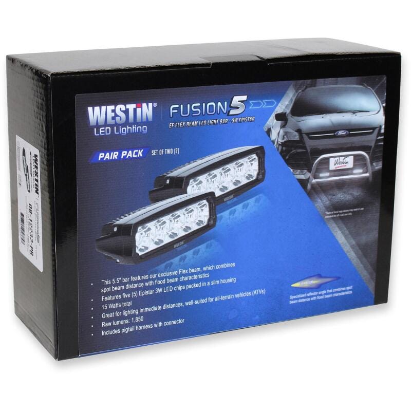Westin Fusion5 LED Light Bar Single Row 5.5 inch Flex w/3W Epistar (Set of 2) - Black thumbnail 2