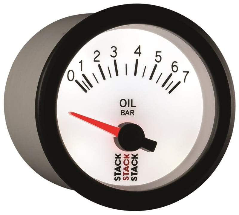 Autometer Stack 52mm 0-7 Bar M10 Male Electric Oil Pressure Gauge - White thumbnail 6