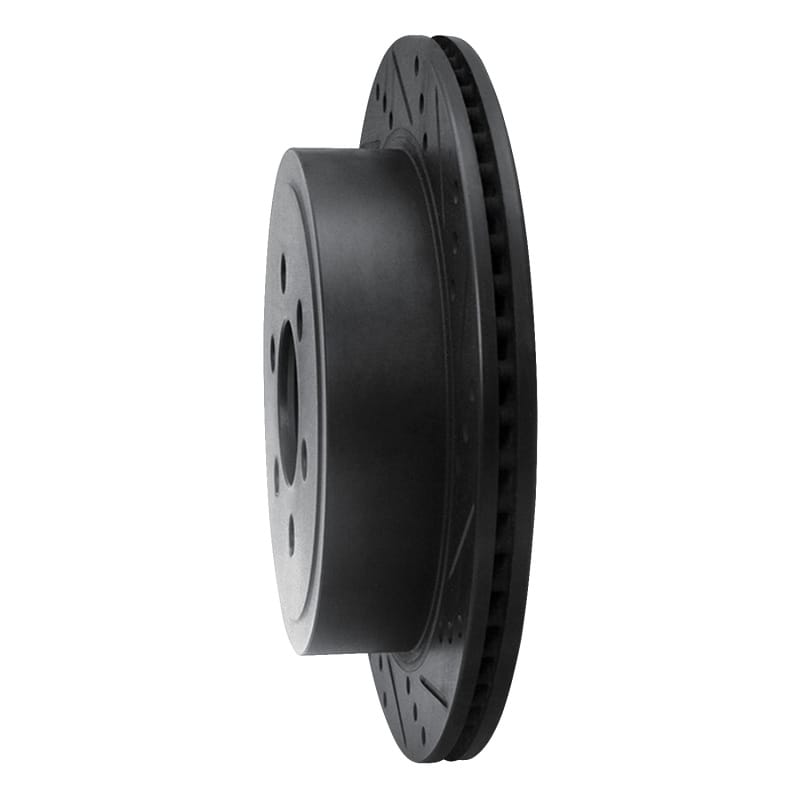 R1 03-03 Dodge Durango Rear Right Drilled & Slotted Black Brake Rotor thumbnail 2