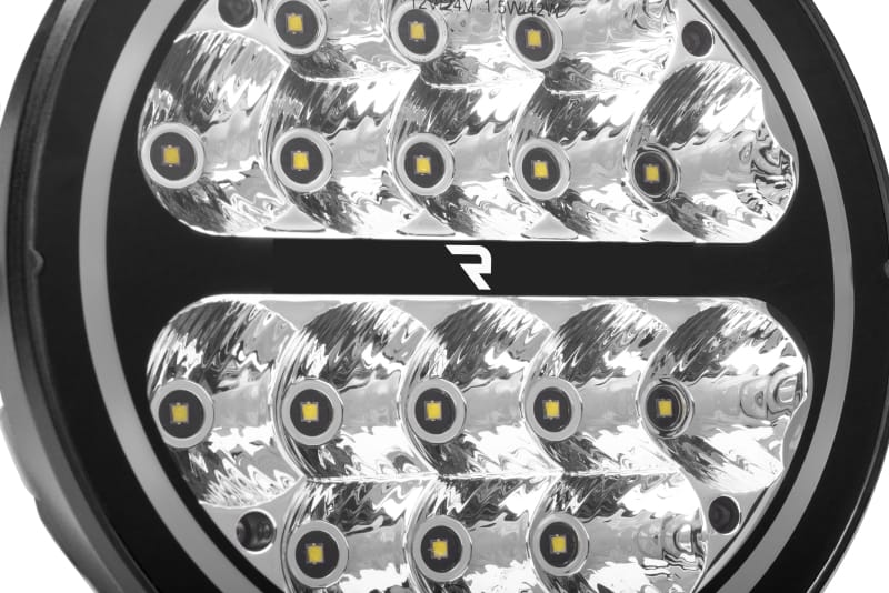 Go Rhino Xplor Blackout Series Round LED Driving Light w/DRL (Surface/Threaded Stud Mnt) 7in. - Blk thumbnail 5