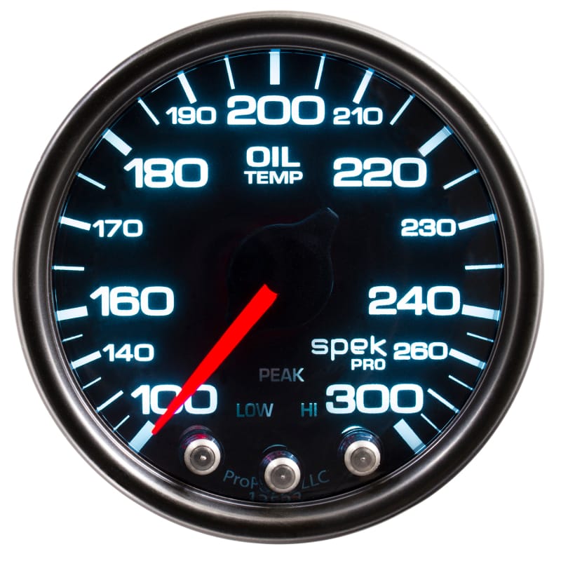 Autometer Spek-Pro Gauge Oil Temp 2 1/16in 300f Stepper Motor W/Peak & Warn Blk/Smoke/Blk thumbnail 3