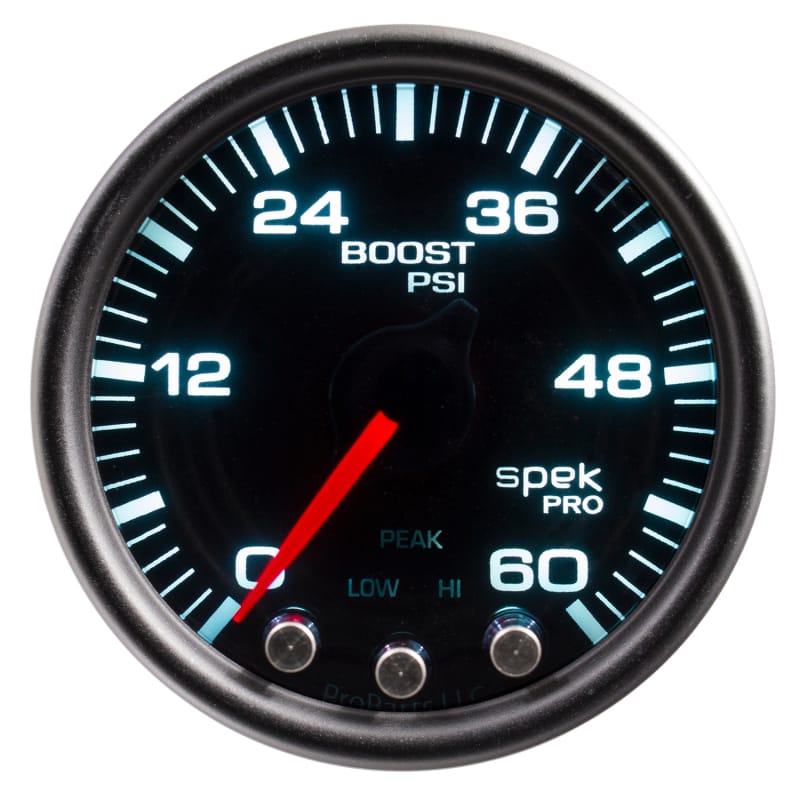 Autometer Spek-Pro Gauge Boost 2 1/16in 60psi Stepper Motor W/Peak & Warn Blk/Smoke/Black thumbnail 3