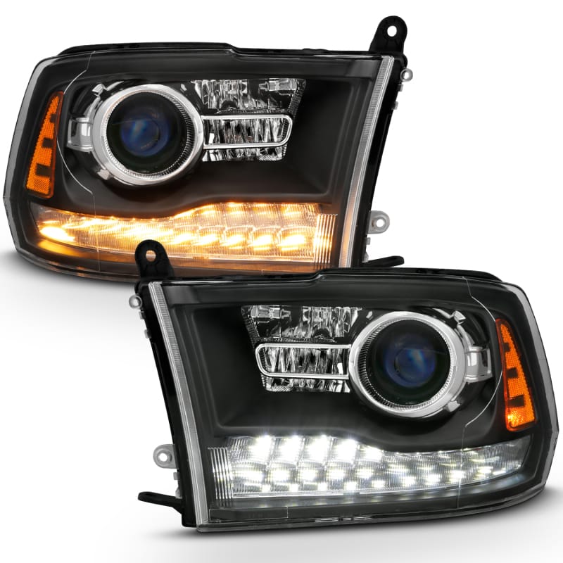 ANZO 2009-2018 Dodge Ram 1500 Projector Headlights Plank Style Halo w/Switchback Matte Black thumbnail 8