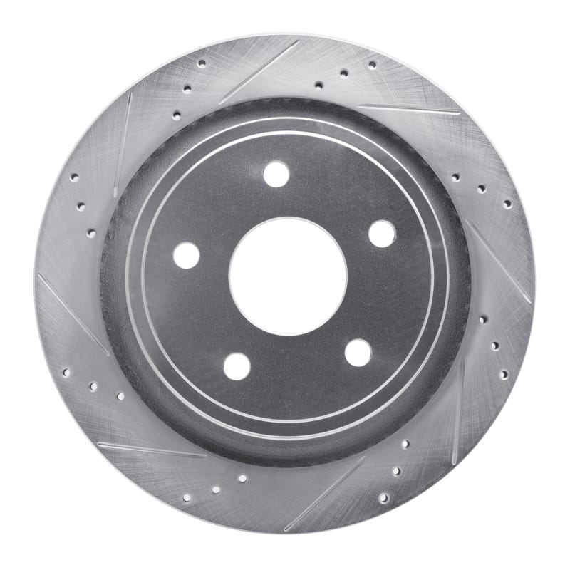 R1 02-24 Chrysler ASPEN Rear Left Drilled & Slotted Silver Brake Rotor