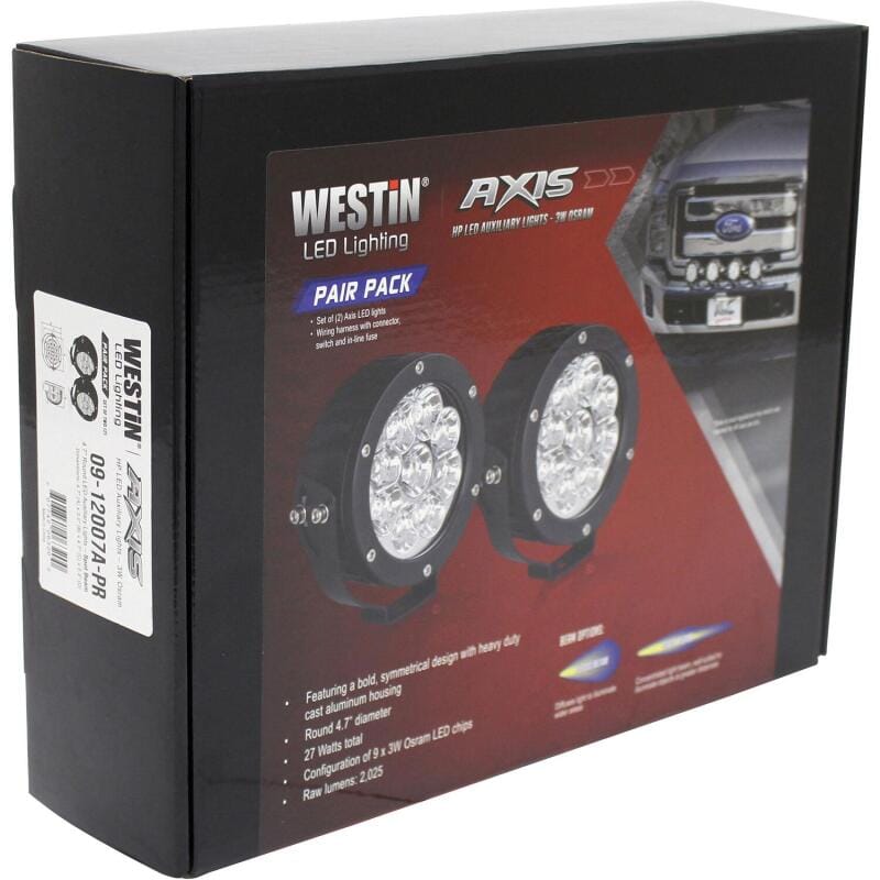 Westin Axis LED Auxiliary Light 4.75 inch Round Spot w/3W Osram (Set of 2) - Black thumbnail 2