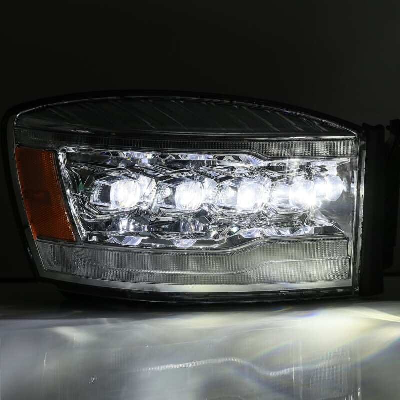 AlphaRex 06-08 Dodge Ram 1500HD NOVA LED Proj Headlights Plank Style Blk w/Seq Signal/DRL/Amber LED thumbnail 3