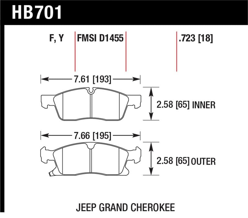Hawk 11-12 Dodge Durango / 11-12 Jeep Grand Cherokee HPS Front Street Brake Pads
