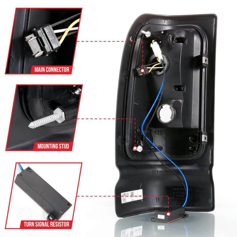 ANZO 1994-2001 Dodge Ram 1500 LED Taillights Plank Style Black w/Clear Lens thumbnail 6