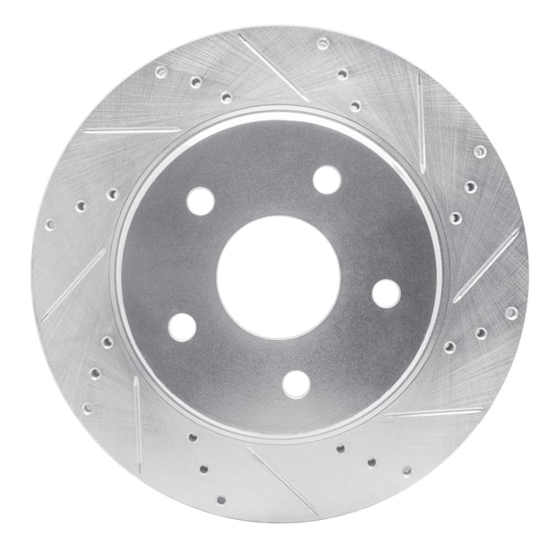 R1 08-12 Jeep J8 Front Right Drilled & Slotted Silver Brake Rotor