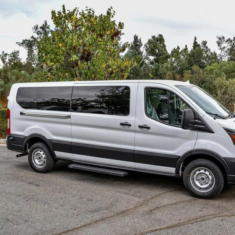 Westin Ford Transit Van 150/250/350 (Single 54in Pass Door) Grate Steps Running Boards - Tex. Blk thumbnail 3