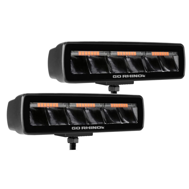 Go Rhino Xplor Blackout Combo Series Sixline LED Spot Lights w/Amber (Surface Mount) - Blk (Pair) thumbnail 2