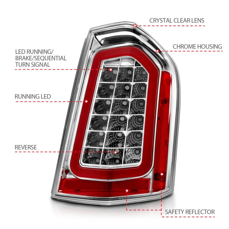ANZO 11-14 Chrysler 300 LED Taillights Chrome w/ Sequential thumbnail 5