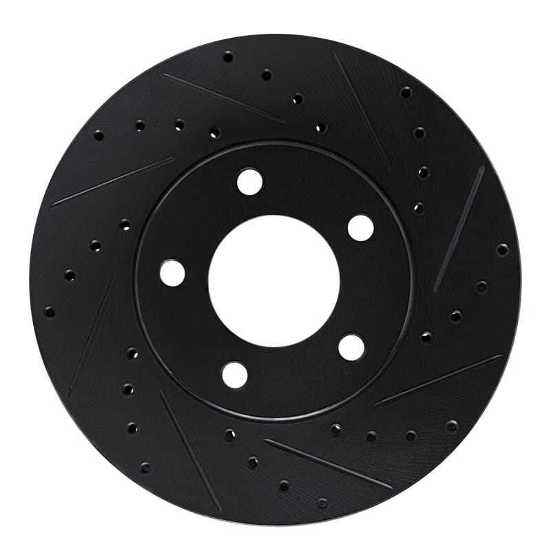 R1 87-90 Chrysler Town & Country Front Right Drilled & Slotted Black Brake Rotor