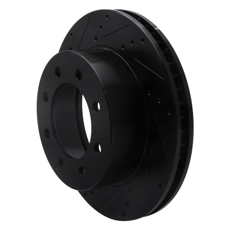 R1 03-08 Dodge Ram 2500 Front Left Drilled & Slotted Black Brake Rotor