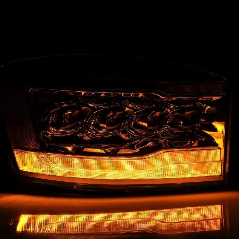 AlphaRex 06-08 Dodge Ram 1500HD NOVA LED Proj Headlights Plank Style Blk w/Seq Signal/DRL/Amber LED thumbnail 5