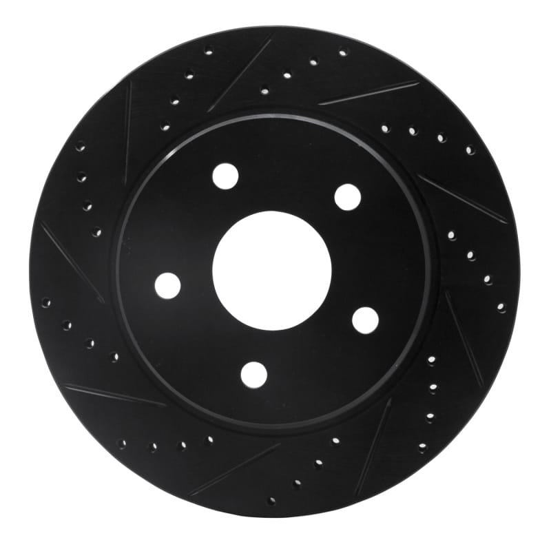 R1 02-24 Chrysler ASPEN Front Left Drilled & Slotted Black Brake Rotor