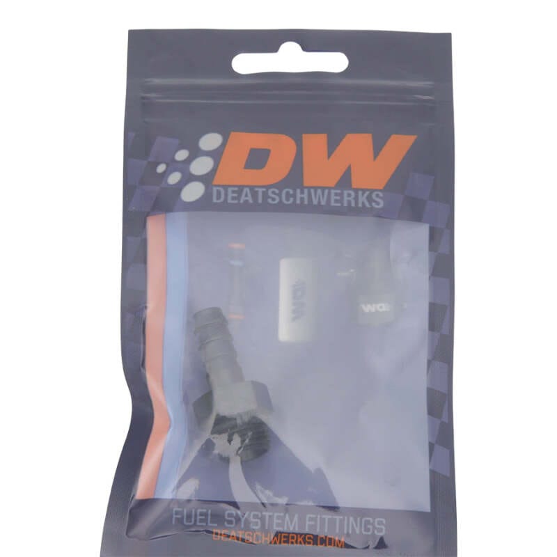 DeatschWerks 6AN ORB Male to 5/16in Male Triple Barb Fitting (Incl O-Ring) - Anodized Matte Black thumbnail 2