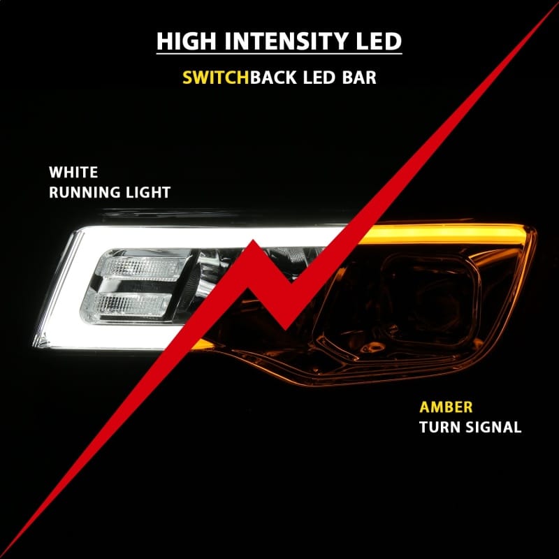 ANZO 2017-2018 Jeep Grand Cherokee Projector Headlights w/ Plank Style Switchback - Chrome w/ Amber thumbnail 3