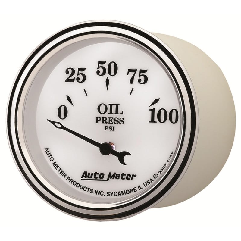 AutoMeter Gauge Oil Press 2-1/16in. 100PSI Elec Old Tyme White II thumbnail 2