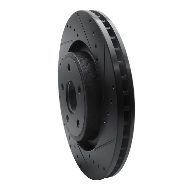 R1 06-10 Jeep Grand Cherokee Front Right Drilled & Slotted Black Brake Rotor thumbnail 2