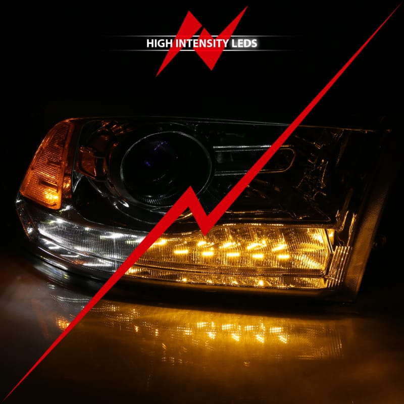 ANZO 2009-2018 Dodge Ram 1500 Projector Plank Style Switchback H.L Halo Chrome Amber (OE Style) thumbnail 5