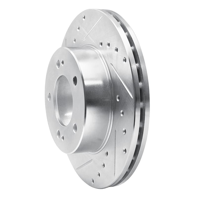 R1 83-89 Chrysler Conquest Front Left Drilled & Slotted Silver Brake Rotor thumbnail 2
