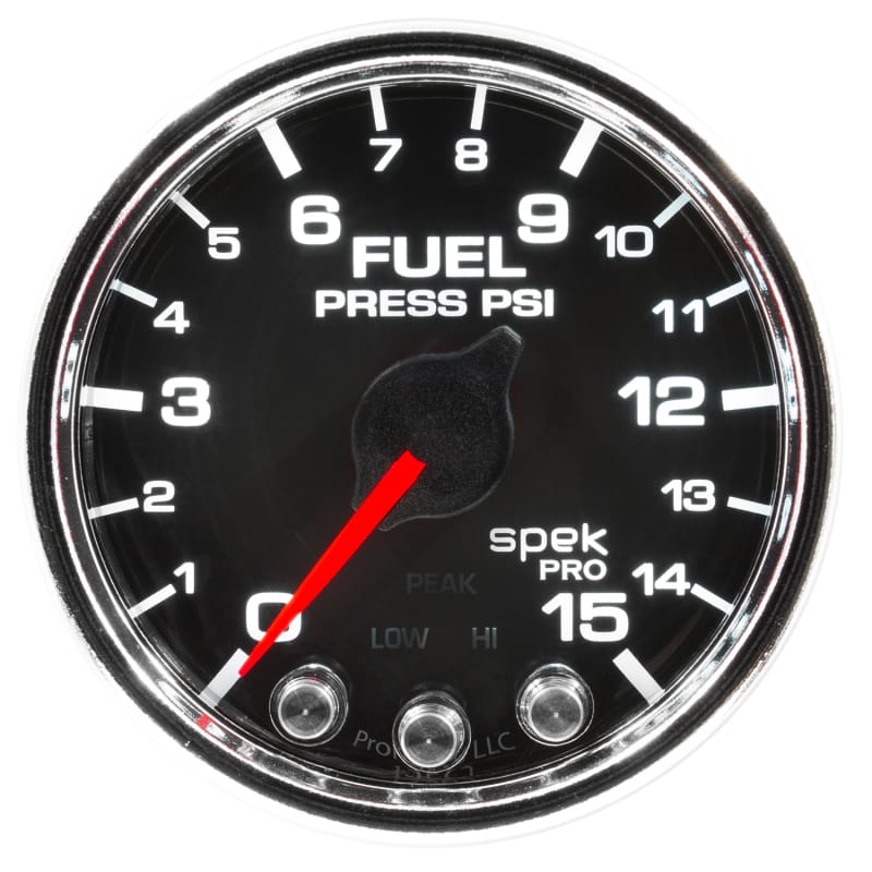 Autometer Spek-Pro Gauge Fuel Press 2 1/16in 15psi Stepper Motor W/Peak & Warn Blk/Chrm thumbnail 3