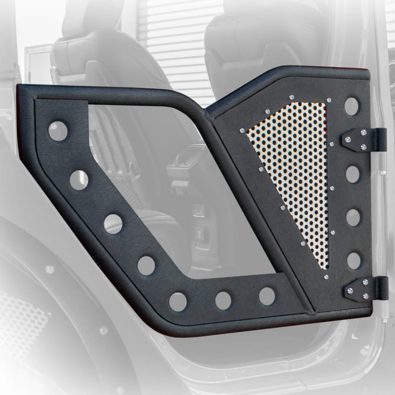 DV8 Offroad Jeep 18+ Wrangler JL / 20+ Gladiator JT Rear Rock Doors w/ Perforated Aluminum Mesh thumbnail 2