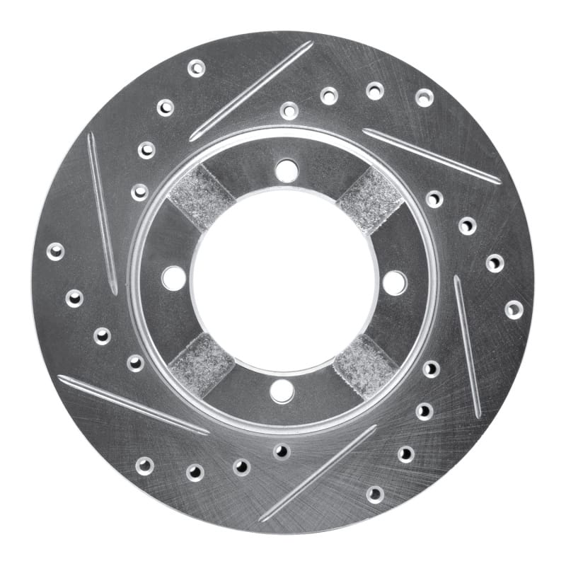R1 83-91 Dodge COLT Front Left Drilled & Slotted Silver Brake Rotor