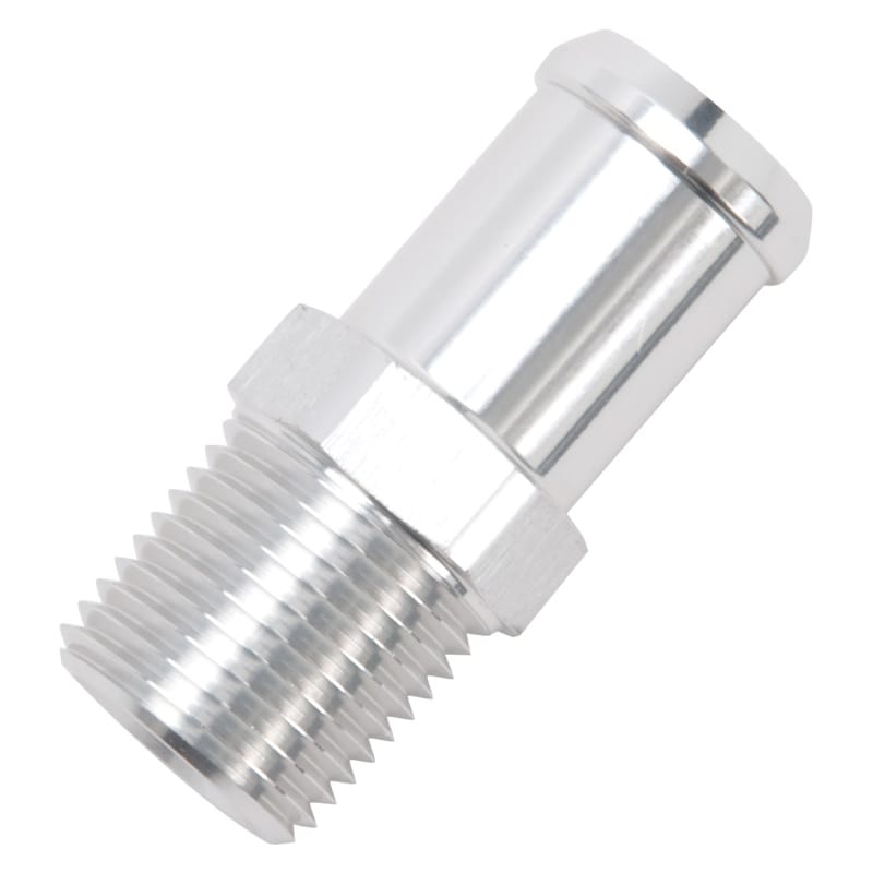 Edelbrock Hose End Straight 1/2In NPT to 3/4In Barb Clear Anodize thumbnail 2