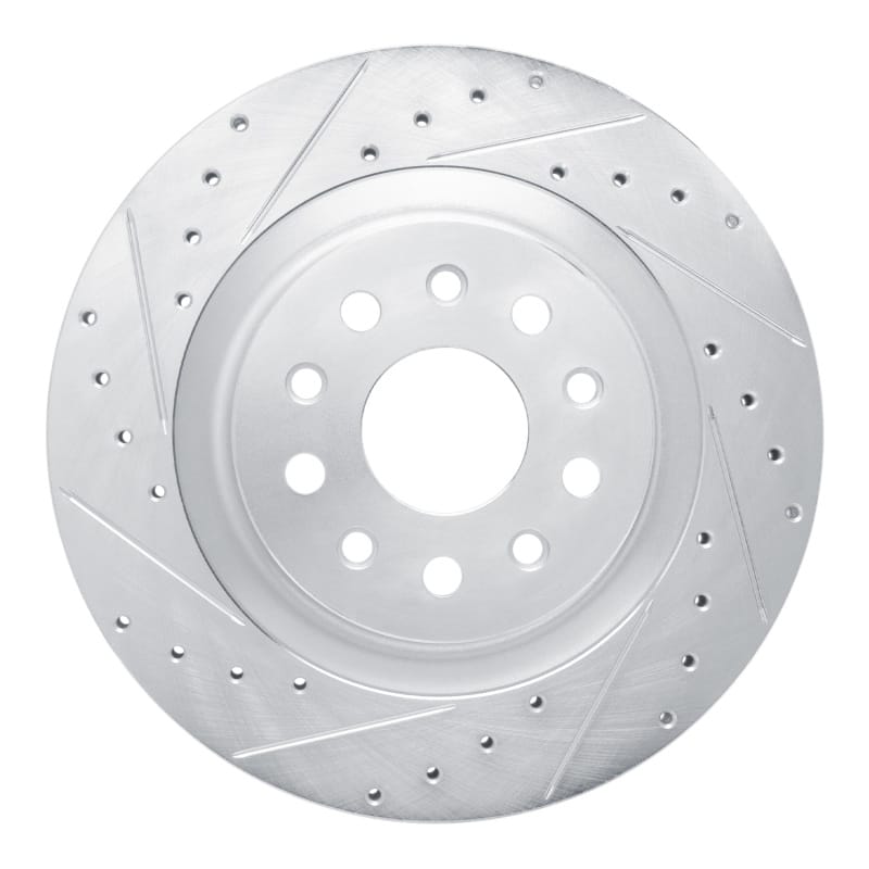 R1 21-25 Dodge Charger Daytona Rear Left Drilled & Slotted Silver Brake Rotor