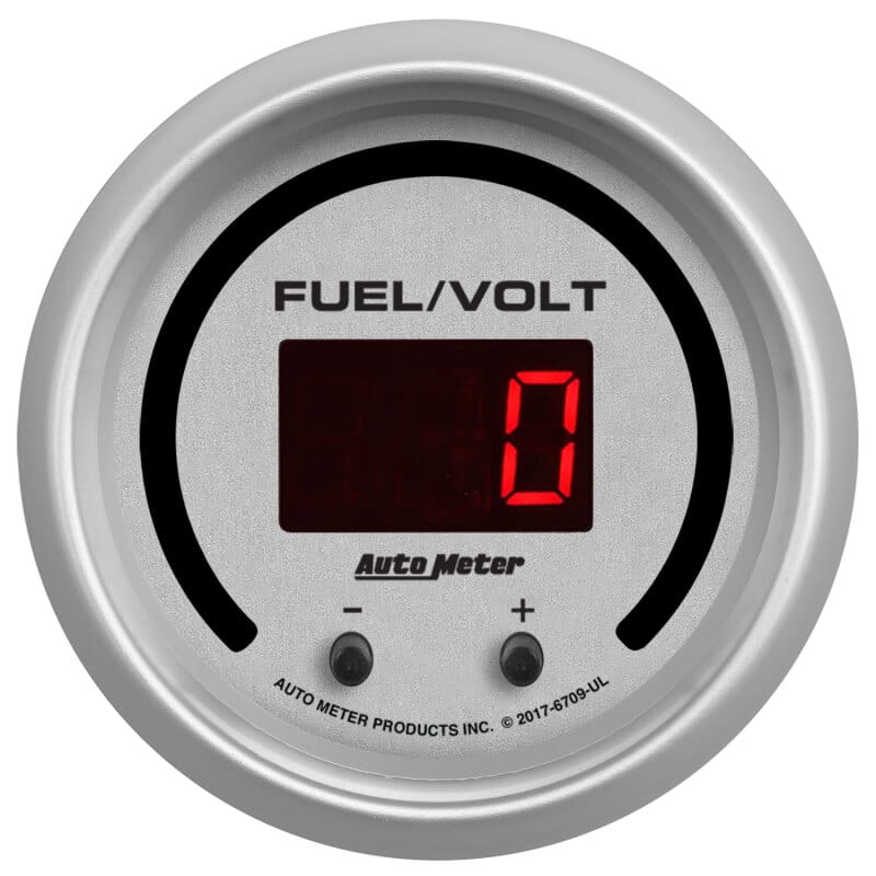 Autometer 52.4mm Silver Switchable 0-100 Fuel Level/8-18V Voltmeter Ultra-Lite Elite Digital Gauge thumbnail 3