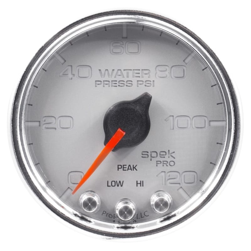 Autometer Spek-Pro Gauge Water Press 2 1/16in 120psi Stepper Motor W/Peak & Warn Slvr/Chrm thumbnail 2