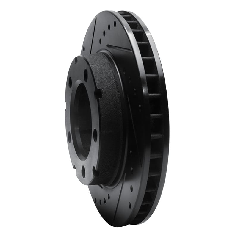 R1 80-93 Dodge Ramcharger 4WD Front Left Drilled & Slotted Black Brake Rotor