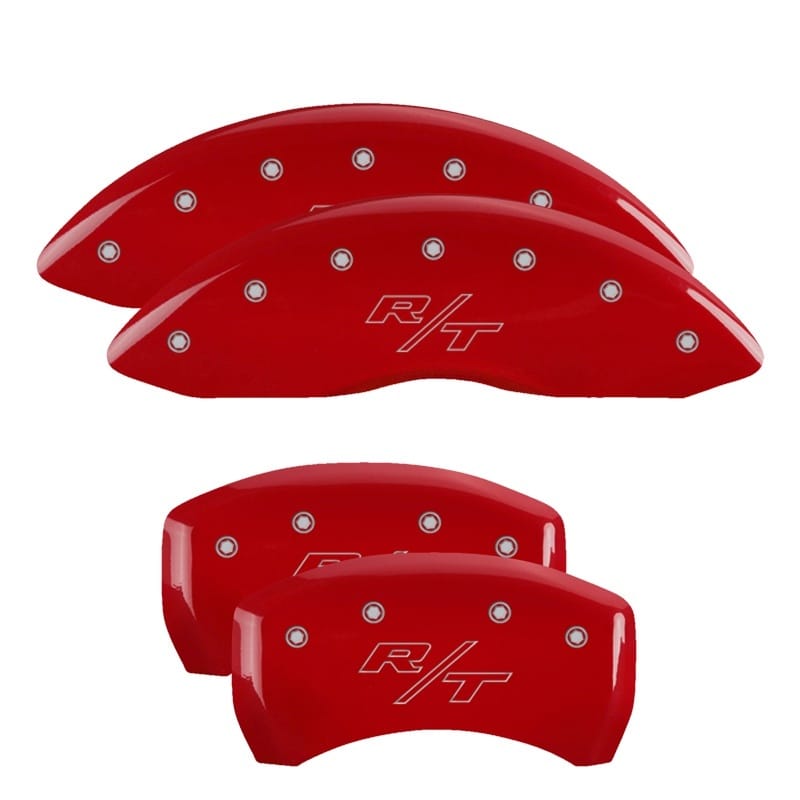 MGP 4 Caliper Covers Engraved Front & Rear Vintage Style/RT Red finish silver ch - 12181SRTRRD