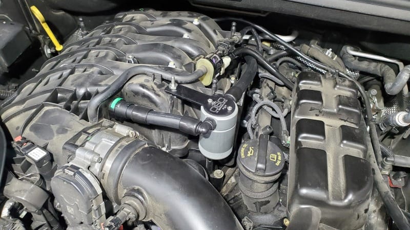 J&L 16-25 Dodge Durango / Jeep Grand Cherokee 3.6L Oil Separator 3.0 Passenger Side - Clear Anod