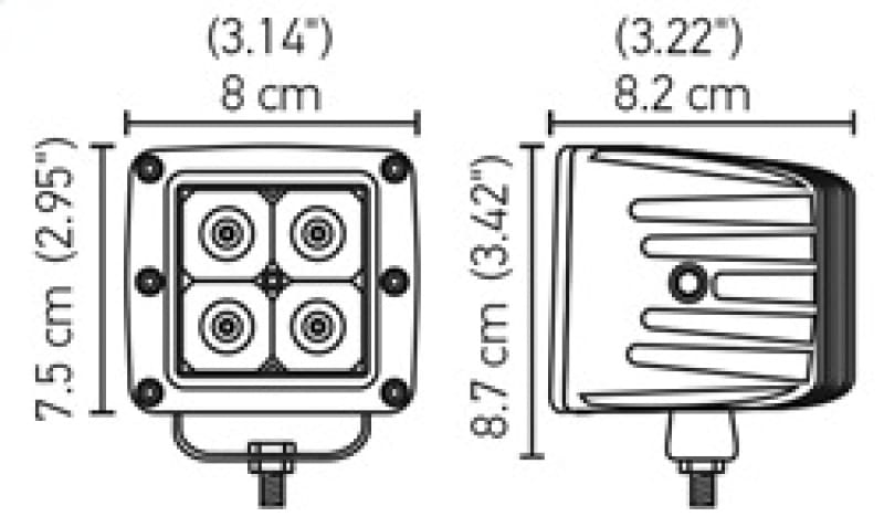 Hella HVF Cube 4 LED Off Road Kit - 3.1in 12W Flood Beam thumbnail 3