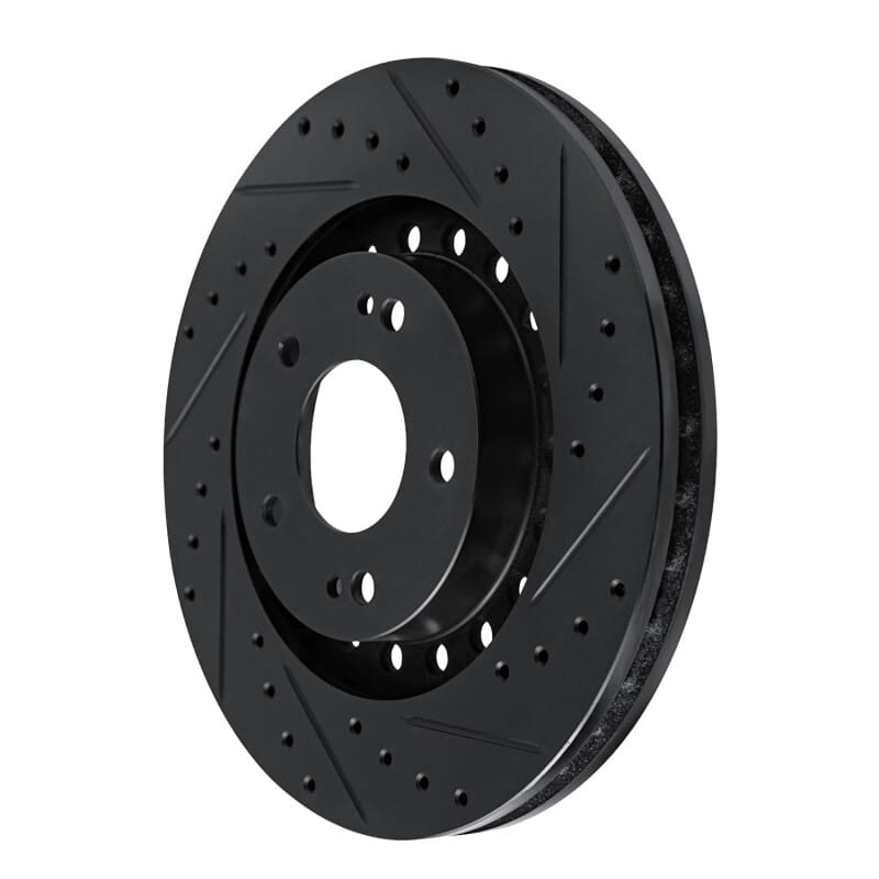 R1 93-99 Dodge STEALTH Front Right Drilled & Slotted Black Brake Rotor thumbnail 2