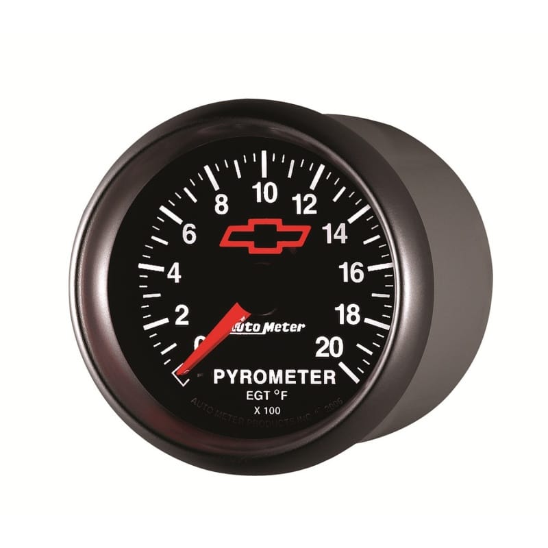AutoMeter Gauge Pyrometer (Egt) 2-1/16in. 2000 Deg. F Stepper Motor Chevy Red Bowtie Black thumbnail 3